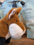Frank the fox brown and white plush stuffed animal with soft fuzzy fur perfect as a dachshund toy alternative