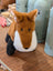Frank the fox plush stuffed animal with brown body white chest and black paws perfect dachshund toy gift