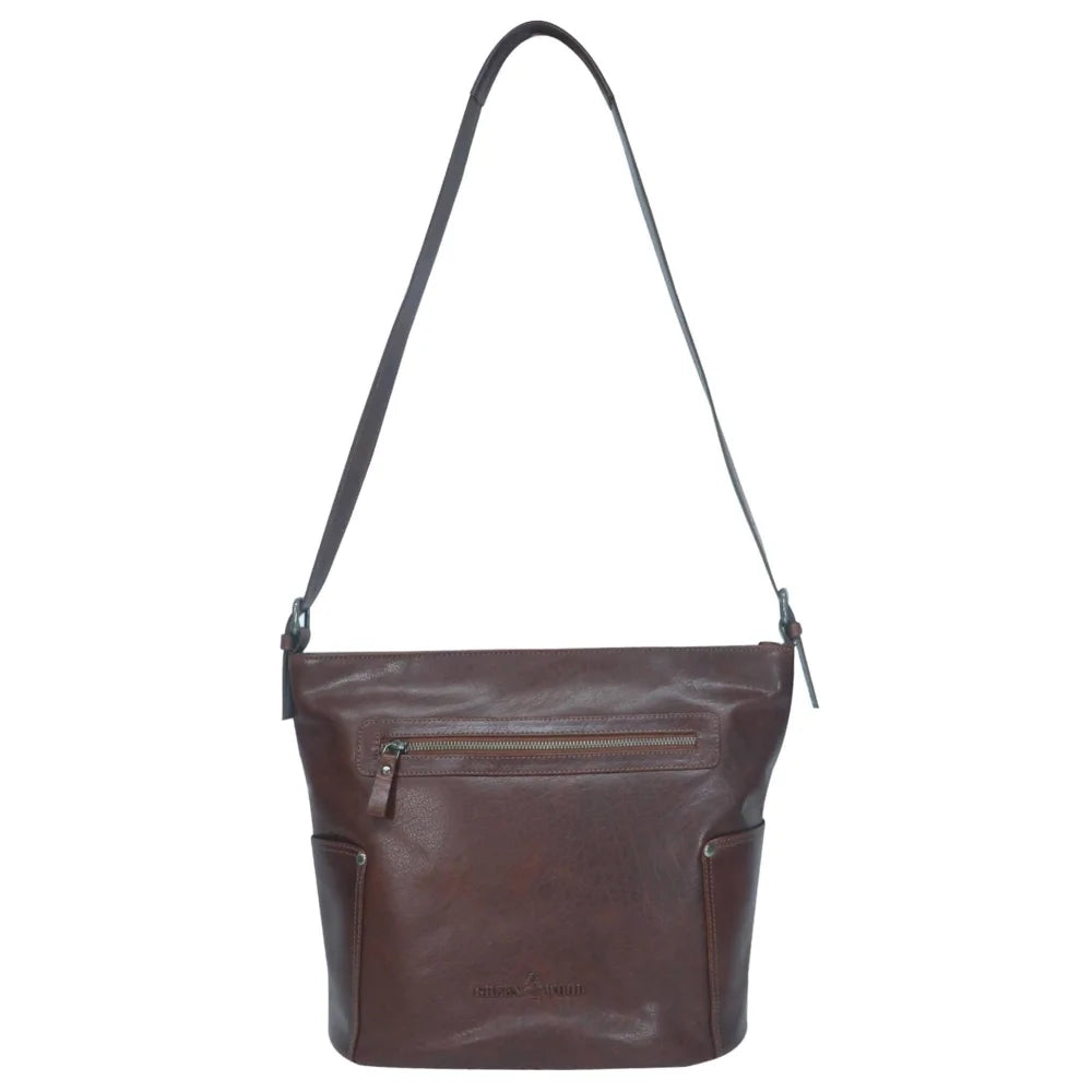Greenwood Eva genuine leather bag with zip front pocket