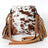 Brown white cowhide LC-ADBGS153 Chaps bag with tan fringe by American Darling