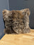Gorgeous british sheepskin cushion with plush shaggy brown fur and unbleached cotton canvas backing