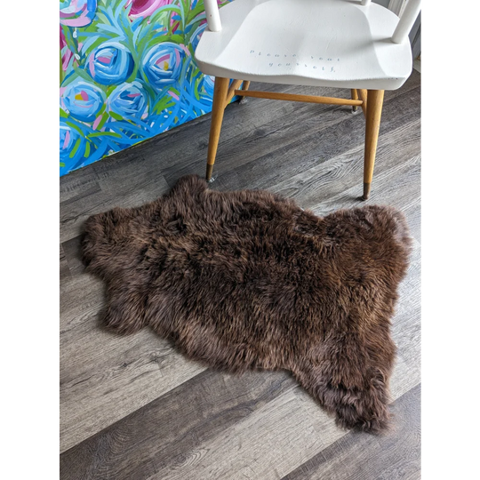 Gorgeous fluffy British sheepskin rug with soft shaggy texture