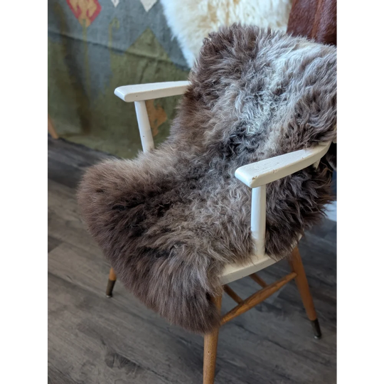 Gorgeous fluffy rare British sheepskin rug with natural fur texture