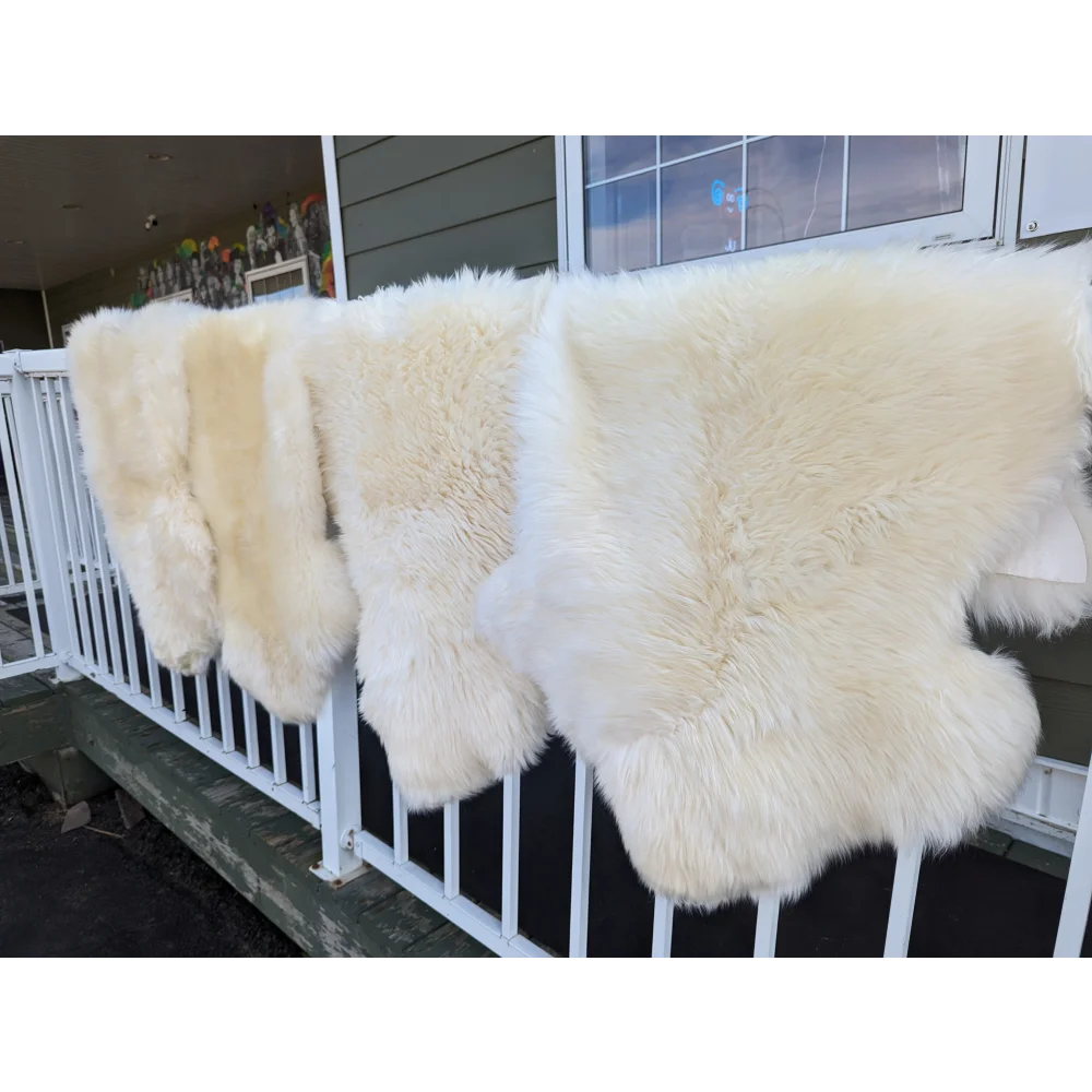 Gorgeous Merino sheepskin throw in cream, fluffy and eco-friendly