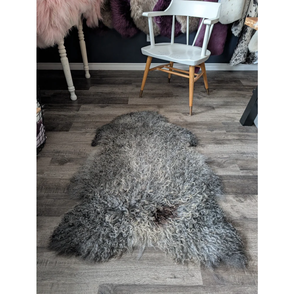 Gotland sheepskin rug 54x33 gray soft pile natural texture