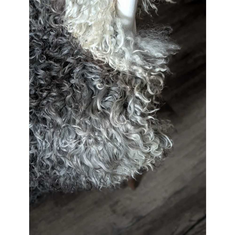 Curly silver hair wig on Gotland sheepskin 52x31 with natural shine