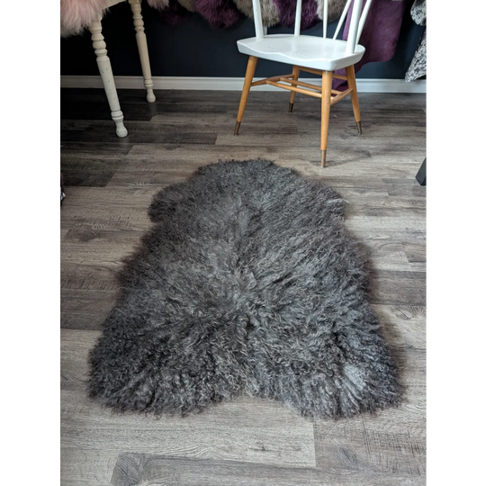 Gotland sheepskin 52x31 rug with soft gray pile for modern comfort