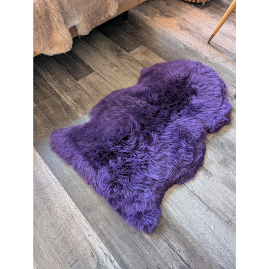 Gorgeous Grape Purple Merino Sheepskin Rug with Soft Fur