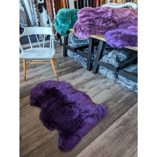 Gorgeous grape purple merino sheepskin throw pillow, eco friendly wool