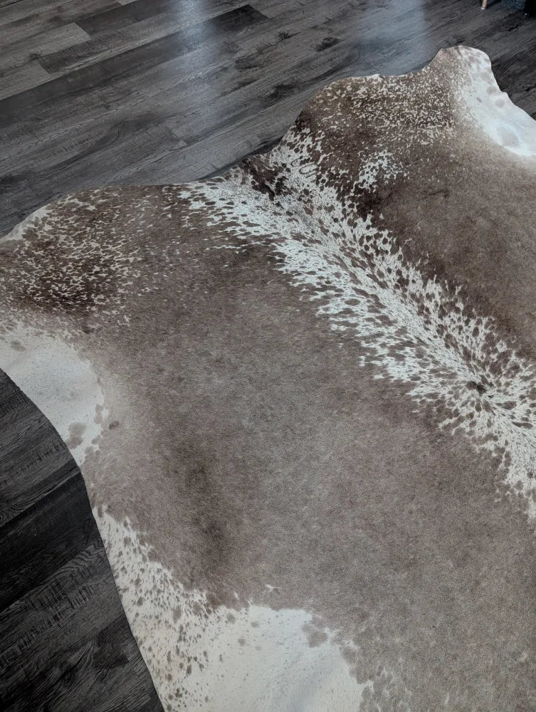 Greymix925 extra large cowhide rug 96 x 90 brown and white spotted large cowhide with natural edges beautiful rugs