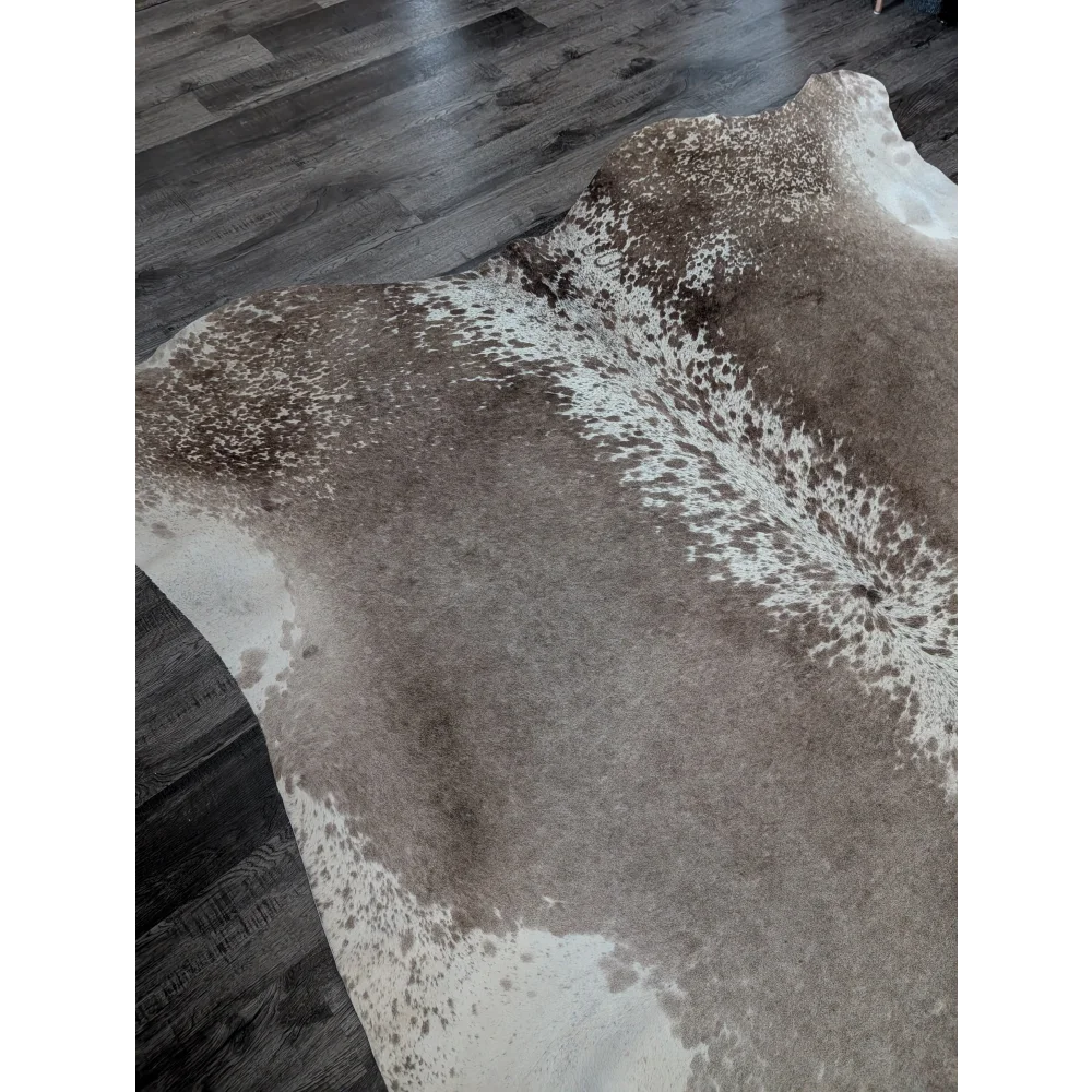 Greymix925 extra large cowhide rug 96 x 90 brown and white spotted large cowhide with natural edges beautiful rugs