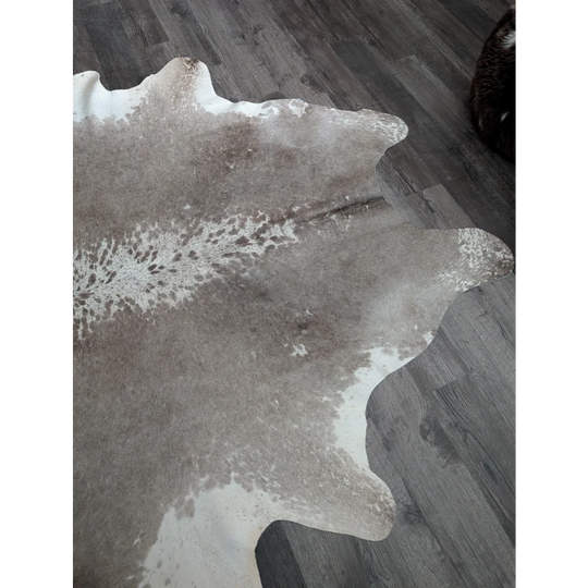 Greymix 925 extra large cowhide rug 96 x 90 with natural white gray and brown mottled pattern perfect large cowhide decor