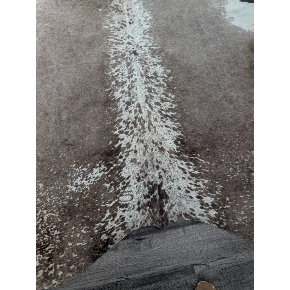 Brown and white spotted extra large cowhide rug greymix