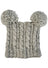 Gray cable knit heelah double pompom hat with fluffy double pom poms for cozy winter wear