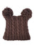 Brown cable knit heelah double pompom hat with fluffy double pompoms on top keeping you warm and stylish