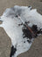 Hello11 large cowhide rug in white and black with natural speckles and unique characteristics for beautiful rugs