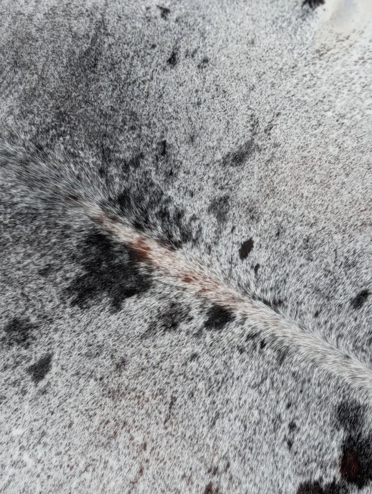 Hello11 large gray and black speckled cowhide rug with soft textured surface perfect for unique beautiful rugs