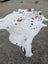 Hello12 104 x 96 large cowhide rug with white and brown spots featuring beautiful rugs and unique characteristics