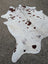 Hello#12 massive cowhide rug large white cowhide with brown spots showcasing beautiful rugs unique characteristics