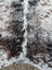 Hello13 large cowhide rug with speckled black brown gray patches and unique white stripe beautiful rugs
