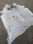 Hello14 large cowhide rug 89x79 extra large white and gray speckled with natural irregular edges and unique characteristics