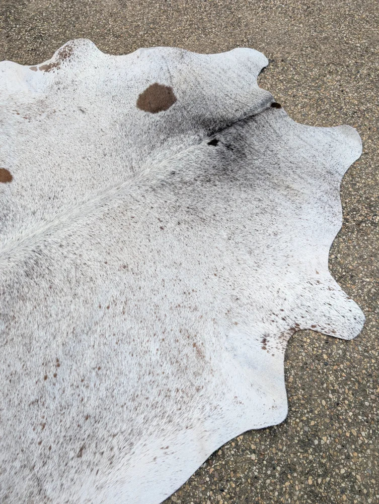 Hello14 extra large white and gray cowhide rug with natural edges featuring unique characteristics for beautiful rugs
