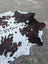 Hello4 87 x 79 large cowhide rug with brown and white spotted natural fur texture adds rustic charm and unique characteristics
