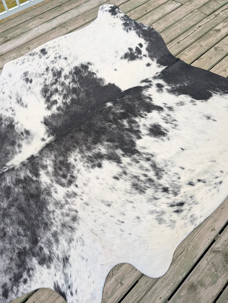 Hello6 large black and white cowhide rug featuring unique natural patterns perfect for beautiful rugs decor