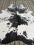 Hello6 93 x 82 large cowhide rug with black and white natural irregular pattern and unique characteristics beautiful rugs