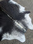 Large hello9 83 x 72 black and white cowhide rug with unique natural irregular edges and rustic charm