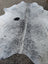 Hellow#7 85 x 78 large cowhide rug in gray and black speckled with natural fur texture and unique rustic charm