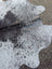 Hellow#8 96.5 x 79 large cowhide rug with speckled black and white pattern and unique rustic charm textured surface