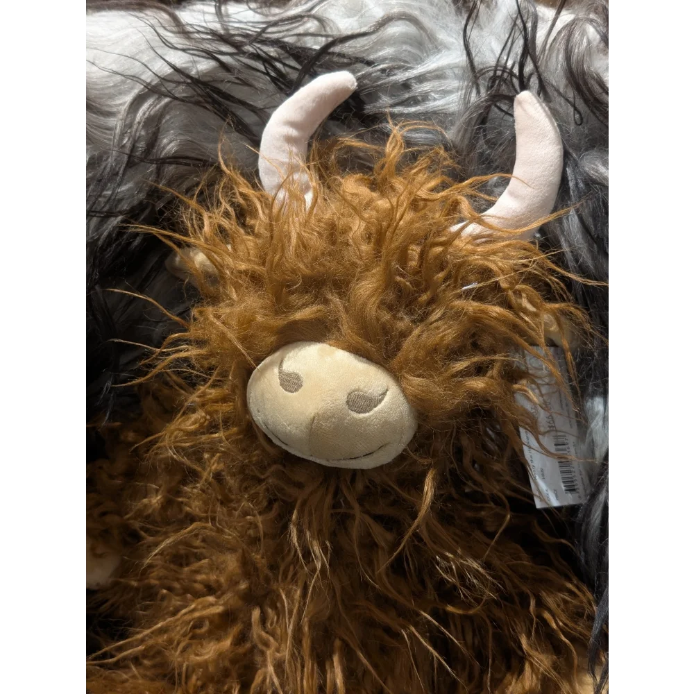 Henry the Cow Rusty brown plush highland farm toy with white horns