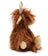 A plush henry the highland cow toy with long shaggy brown fur and light beige hooves and horns