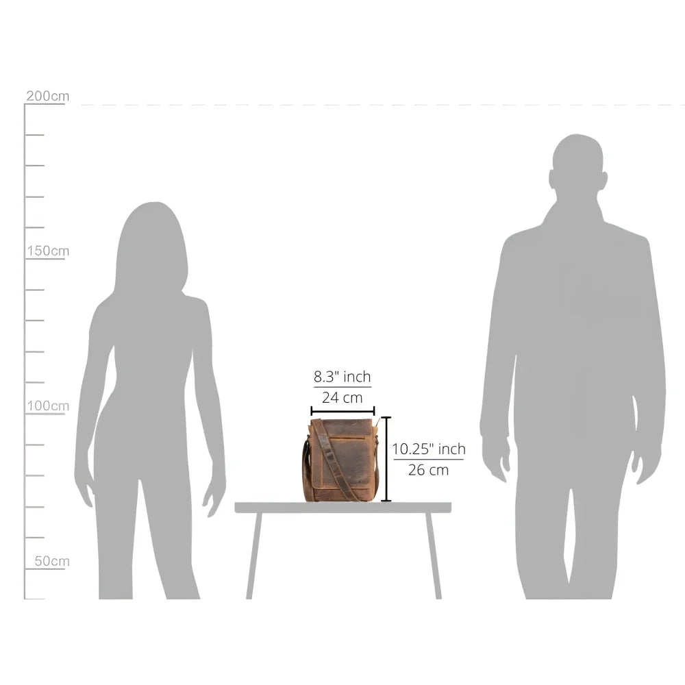 Henry unisex genuine leather mini messenger bag with textured worn finish