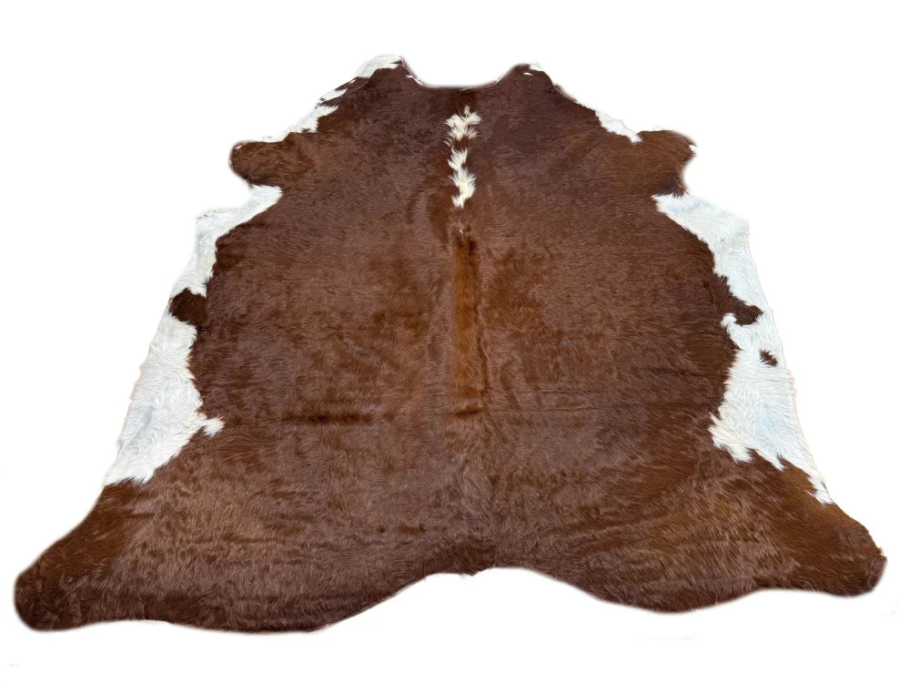 Hereford100 large brown and white cowhide rug with natural fur texture cowhides make beautiful rugs for home decor