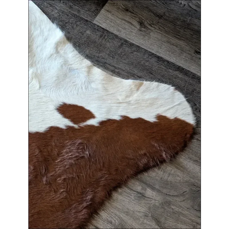 Hereford#108 extra large cowhide rug, 90.5x84 brown white patches