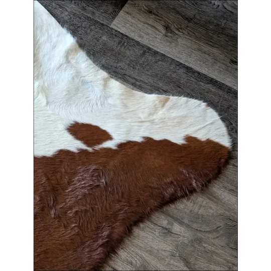 Hereford#108 extra large cowhide rug, 90.5x84 brown white patches