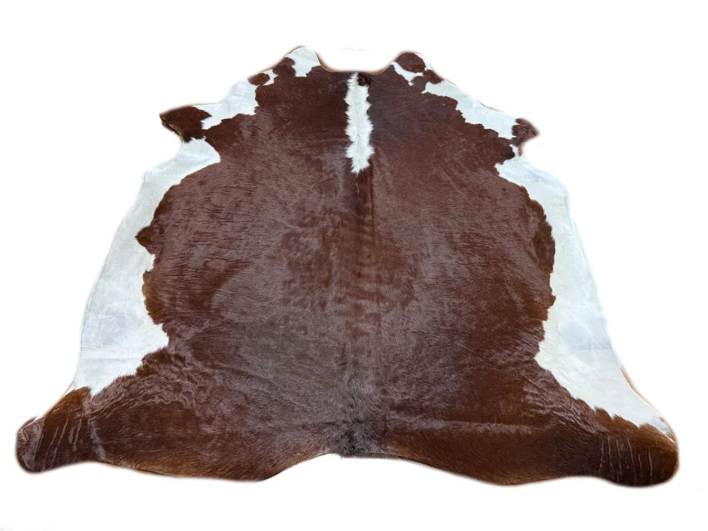 Hereford#121 large brown and white cowhide rug with natural fur texture cowhides make beautiful rugs