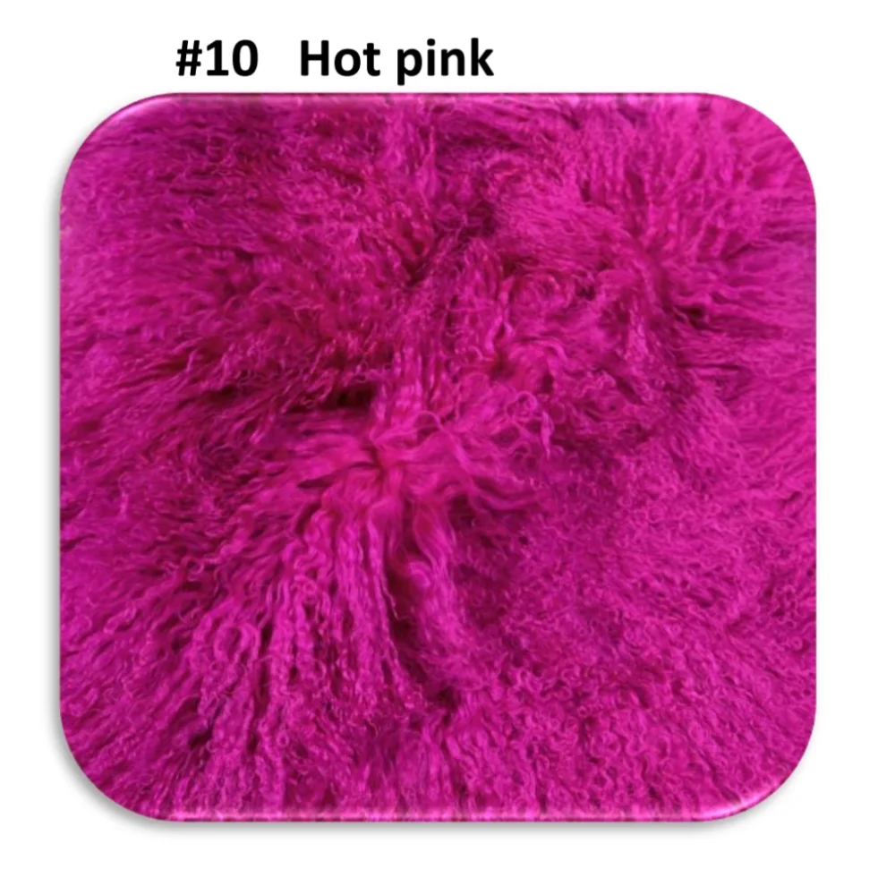 Vibrant hot pink sheepskin quad sized fluffy rug coaster by Angus Oliver