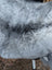 A soft fluffy gray long wool icelandic sheepskin blanket with natural mottled texture 53 by 32 inches