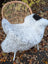 White curly fur medium spotted icelandic sheepskin throw blanket with black patch resembling a sheep shape