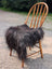 Thick natural black icelandic sheepskin chair square with shaggy long strands faux fur cushion for comfort