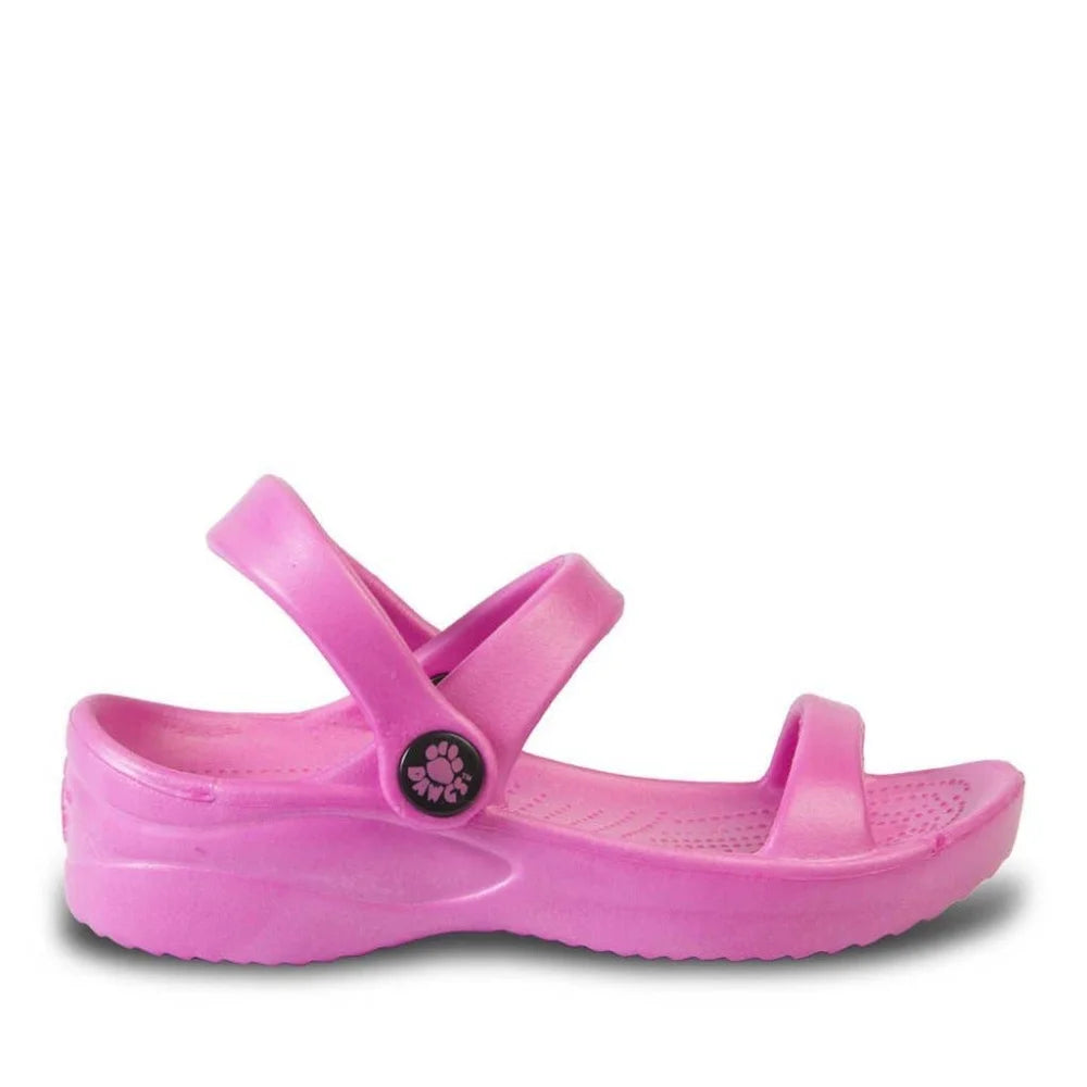 Pink Kids 3-Strap Crocs Sandals with Buckle, Plastic, Air Dry Clean