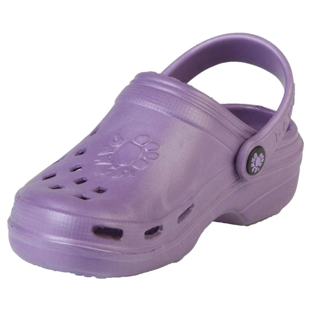 Kids Beach DAWGS lavender croc clog with floral strap