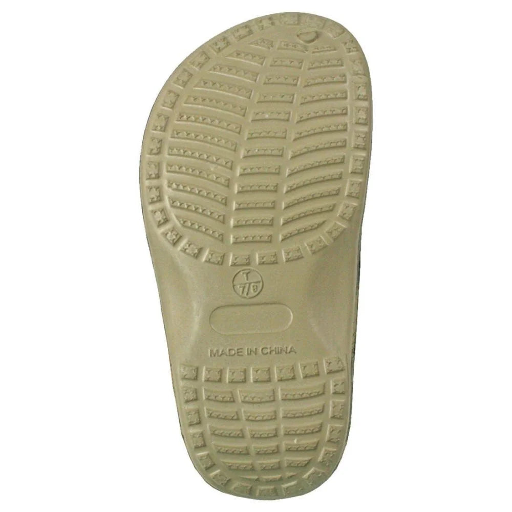 Kids Mossy Oak Beach DAWGS Clogs beige rubber slip-on shoe with textured sole