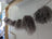 Gray curly hair garland with mushroom sheepskin pom poms on rope