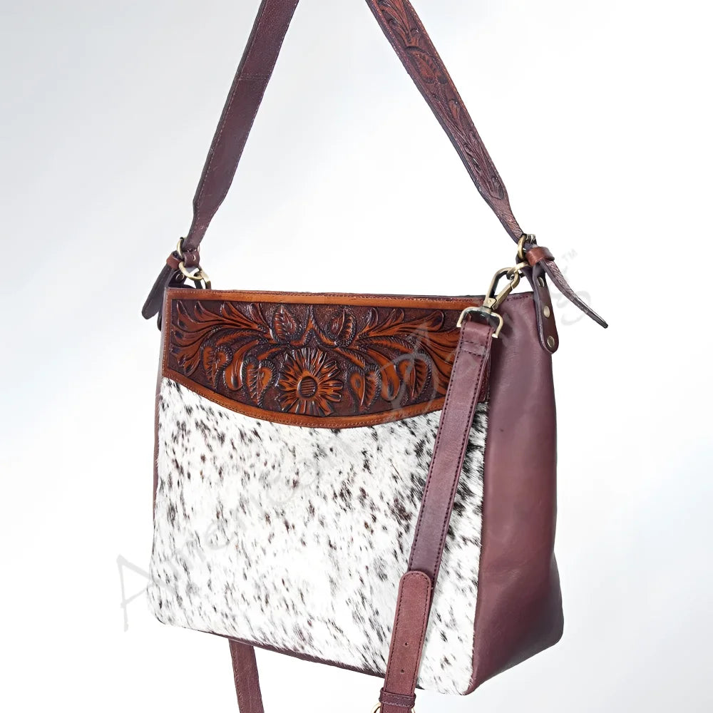 Maroon genuine leather crossbody bag by Angus Oliver Canada