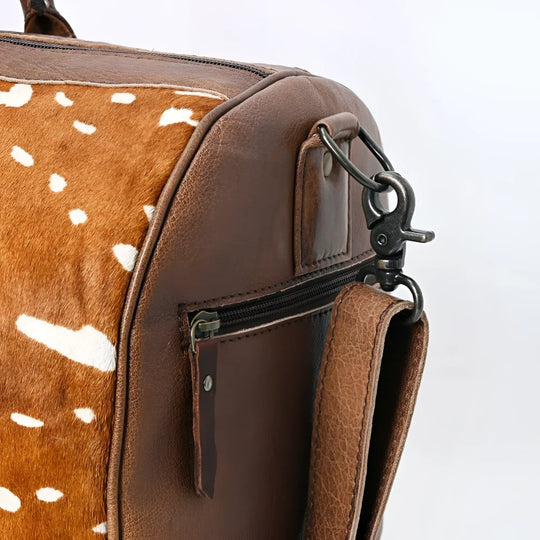 Genuine leather American Darling brown duffel bag with cowhide panel