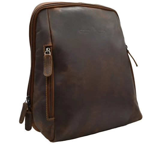 Leather backpack Anna GW193042 in dark brown wax pull-up leather